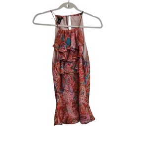American Living‎ Blouse Womens Small Paisley Ruffle Sleeveless Top Y2K Boho